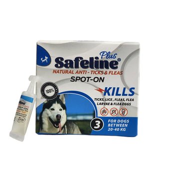 Safeline Plus Spot-on for dogs packaging on a white background