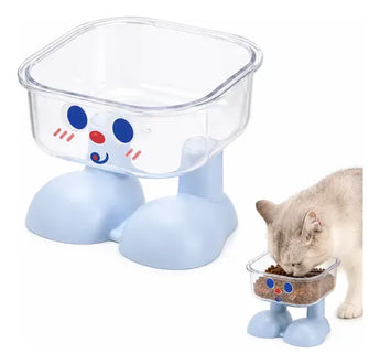 Cute Elevated Cat Bowl – Transparent Pet Food Bowl with Fun Design