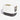 Cat litter box with a white top and black base on a white background
