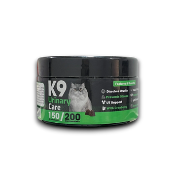K9 Urinary Care product container with a cat illustration on a white background