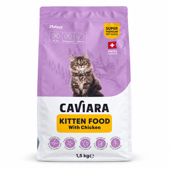 Caviara Kitten Food with Chicken 1.5 kg bag on white background