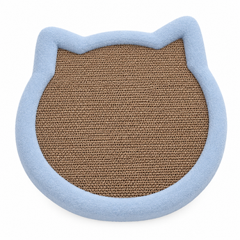Blue cat-shaped corrugated cardboard scratcher for cats