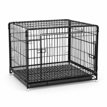 Himalaya black metal wire pet cage with front door and removable tray