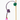 Naomi Catnip cat wand toy WE-308 with multicolored cord, green character ball and pink feathers on white background