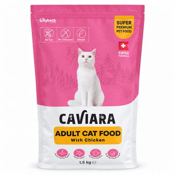 Retouched Caviara Adult Cat Food with Chicken 1.5 kg on white background