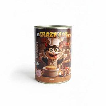 Crazy Cat Wet Food Rabbit Pate 400g can on white background