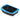 Black pet litter box with blue rim on a white background