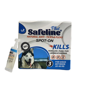 Safeline Plus Spot-on for dogs packaging on a white background