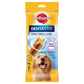 PEDIGREE DentaStix Daily Oral Care Large Dog Treat Triple Action Dental Chew (+25KG) 270G x7 Sticks