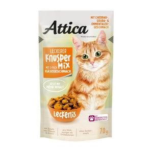 Attica cat food package with a cat illustration on a white background