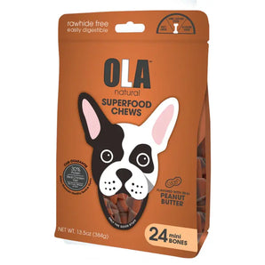 Ola Natural Peanut Butter 24 Mini Bones Dog Treats 384g