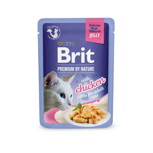 Brit Premium Cat Pouch with Chicken Fillets in Jelly for Adult Cats 85g