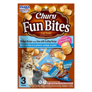 Churu Fun Bites Chicken Recipe wraps Tuna with Scallop Recipe Cat Treat 3 Pack