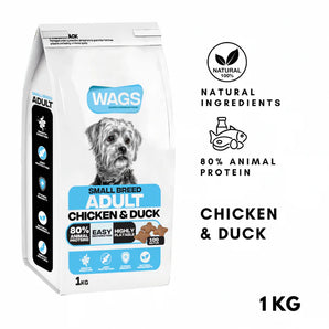 Wags Dry Food For Small Breed Adult With Chicken And Duck 1kg-4Kg