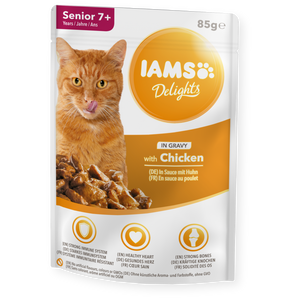 دجاج IAMS Delights في المرق لكبار السن 85 جرام