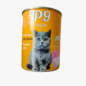 p9 cat food chunks with Chicken in gravy 400 gr
