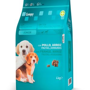 Compy Junior for puppies of medium and large breeds. with Chicken, Rice, Fruits and Vegetables.(4kg)