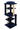 Jumpy H-27 dark blue multi-level cat tree with three beds, two hammocks, wrapped posts and hanging toys on white background