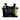 Yoyo I-28 black cat hammock with wrapped scratching posts and green coil-style toys on a white background