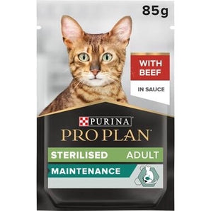 Purina Pro Plan Sterilised Wet Cat Food, Beef in Gravy 85g