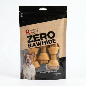 Rich Excellence ZERO Rawhide Knotted Bone Treats - Medium (4-Pack)